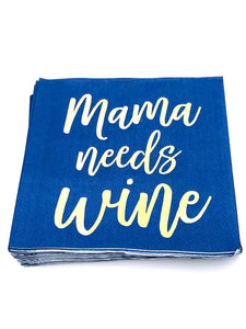 Funny Cocktail Napkins | Mama Needs Wine - Foil - 20ct