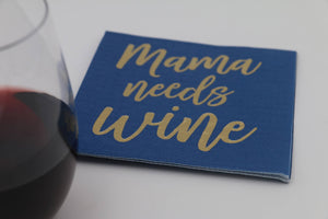 Funny Cocktail Napkins | Mama Needs Wine - Foil - 20ct