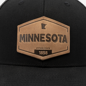 Minnesota Established Hat | Leather Patch Trucker Hat