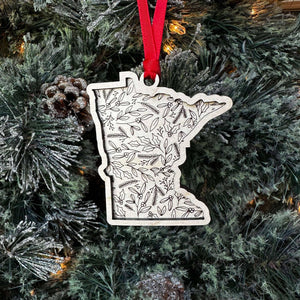 Minnesota Floral Wood Ornament