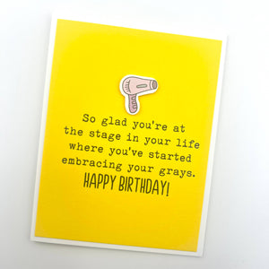 Embracing the Gray hair birthday card