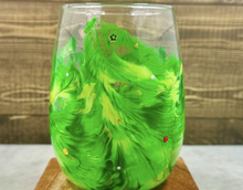 Load image into Gallery viewer, Holiday Hand Painted Stemless Wine Glass
