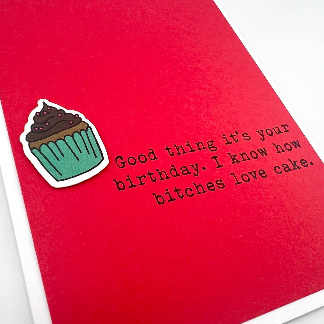 Bitches Love Cake birthday card