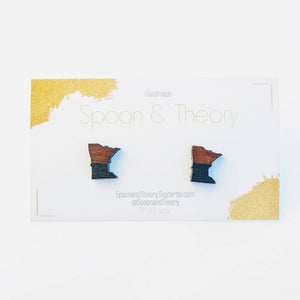 Minnesota Colorblock Earrings Casual Everyday Wood Studs