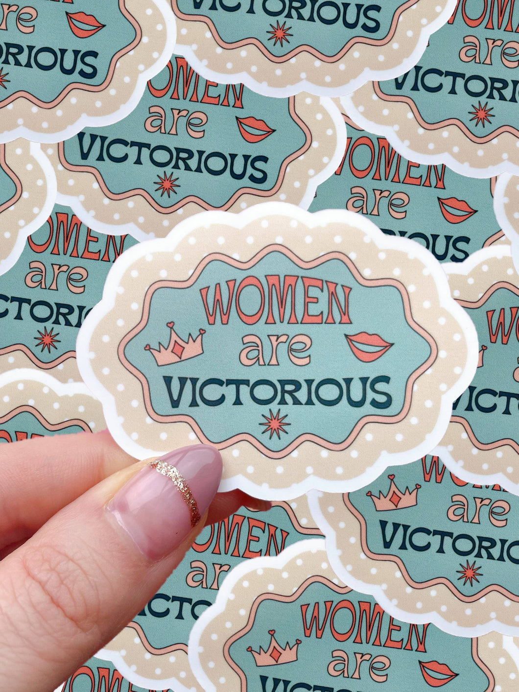 Women are victorious waterproof sticker