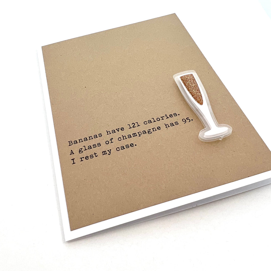 FUN BANANA AND CHAMPAGNE CALORIES CARD